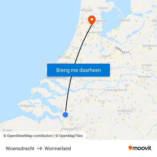 Woensdrecht to Wormerland map