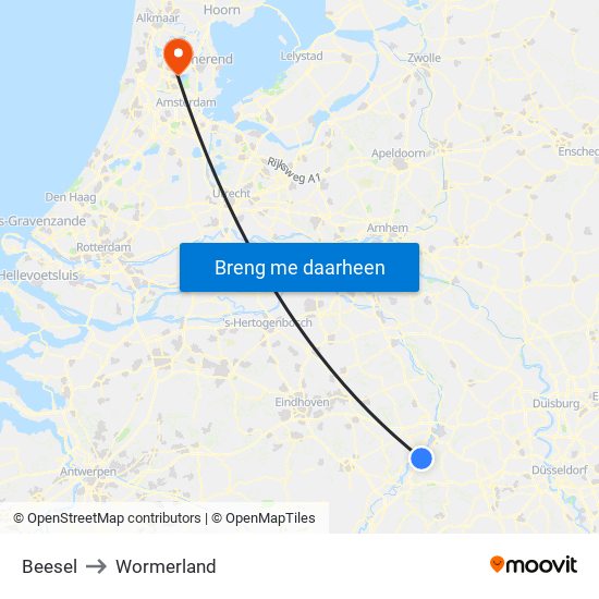 Beesel to Wormerland map