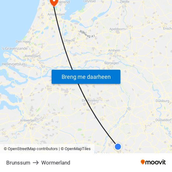 Brunssum to Wormerland map