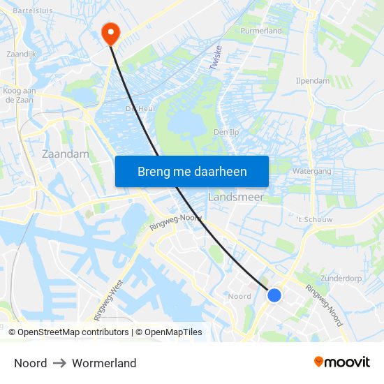 Noord to Wormerland map