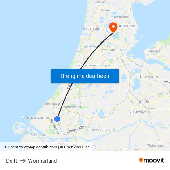 Delft to Wormerland map