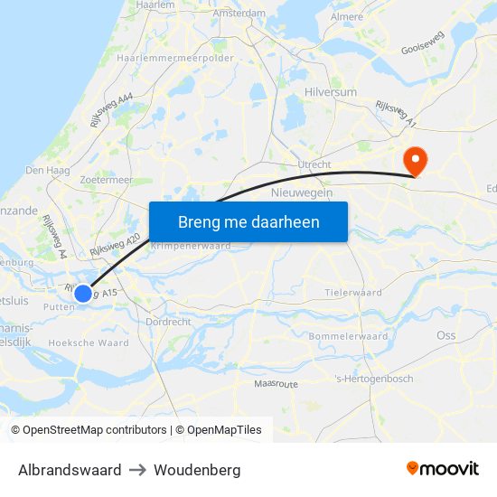 Albrandswaard to Woudenberg map