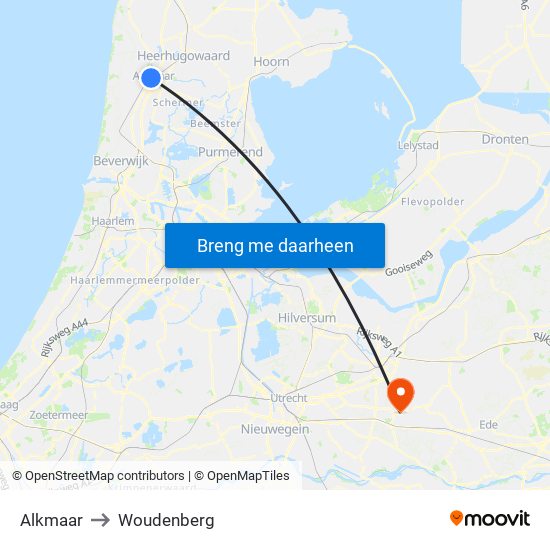 Alkmaar to Woudenberg map