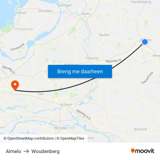 Almelo to Woudenberg map