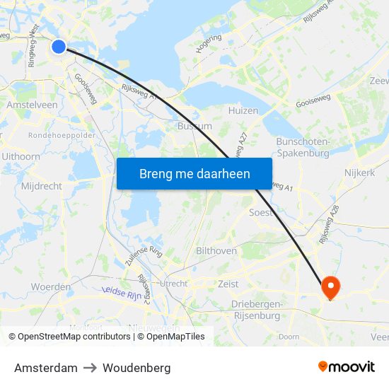 Amsterdam to Woudenberg map