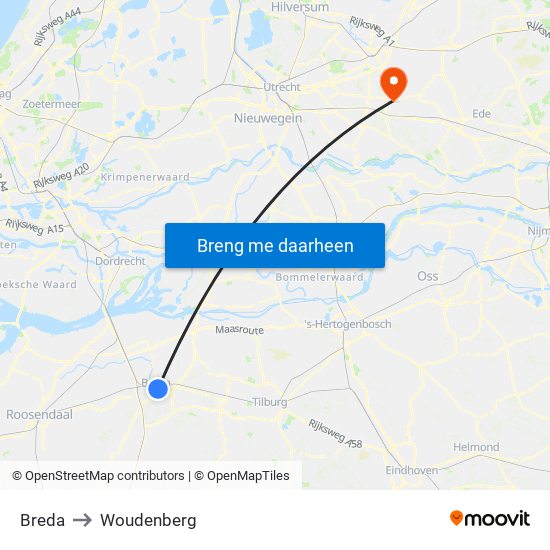 Breda to Woudenberg map
