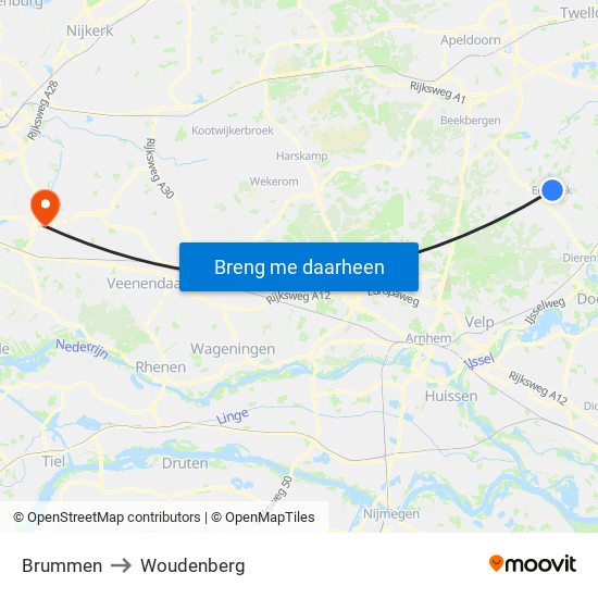 Brummen to Woudenberg map