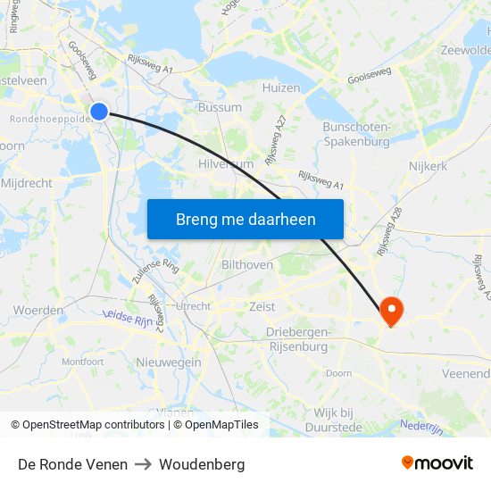 De Ronde Venen to Woudenberg map