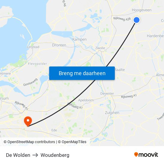 De Wolden to Woudenberg map