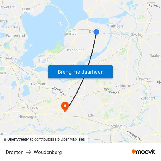 Dronten to Woudenberg map