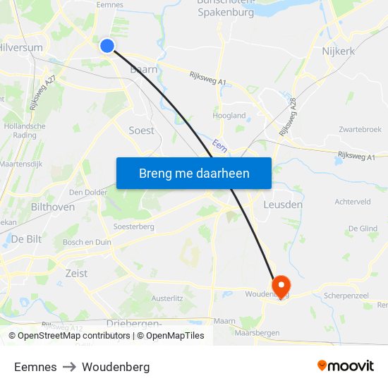 Eemnes to Woudenberg map