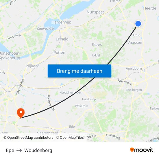 Epe to Woudenberg map