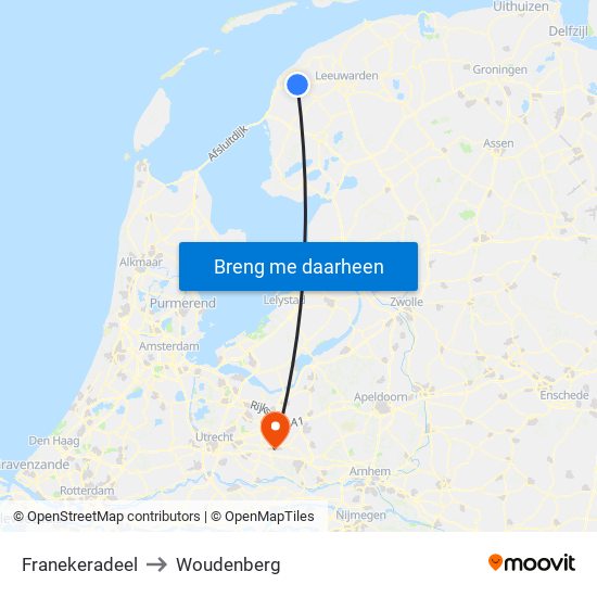 Franekeradeel to Woudenberg map