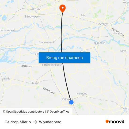 Geldrop-Mierlo to Woudenberg map