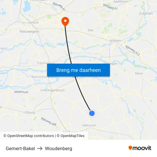 Gemert-Bakel to Woudenberg map