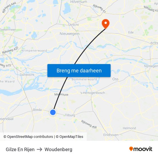 Gilze En Rijen to Woudenberg map