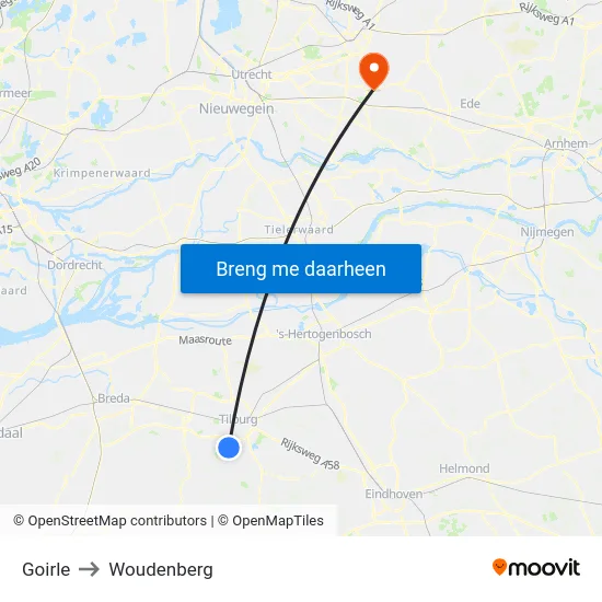 Goirle to Woudenberg map