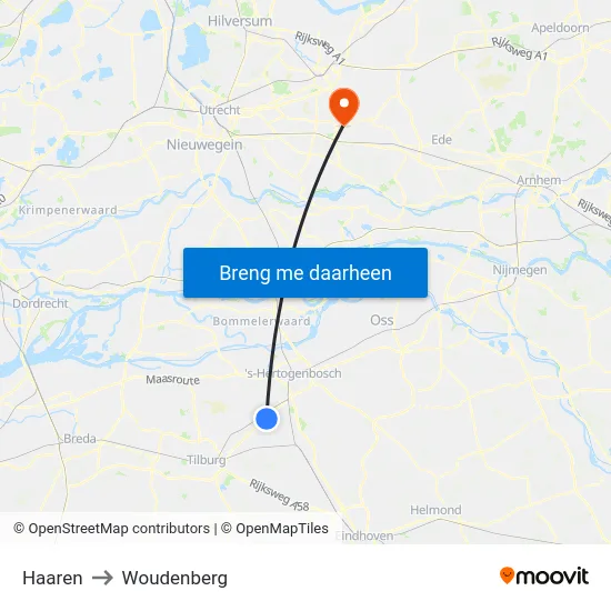 Haaren to Woudenberg map
