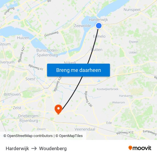 Harderwijk to Woudenberg map