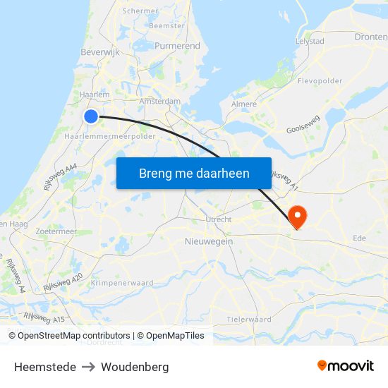 Heemstede to Woudenberg map