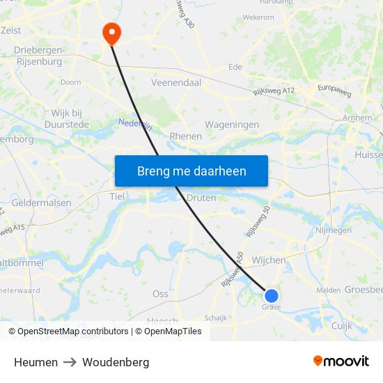 Heumen to Woudenberg map