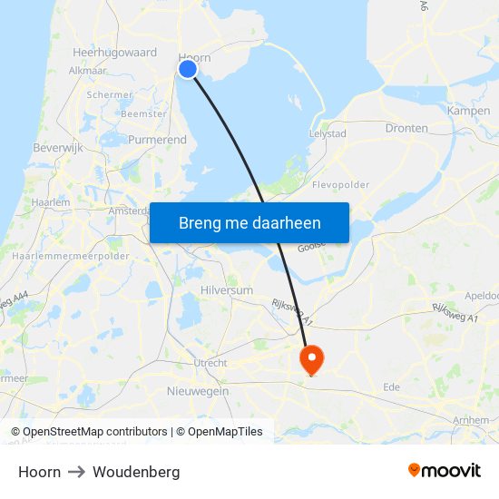 Hoorn to Woudenberg map