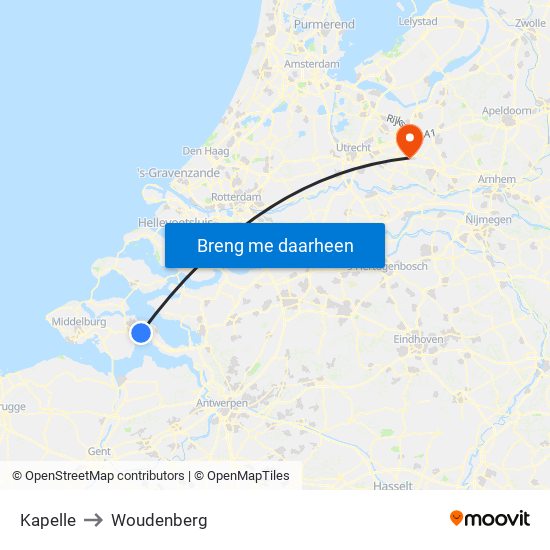 Kapelle to Woudenberg map