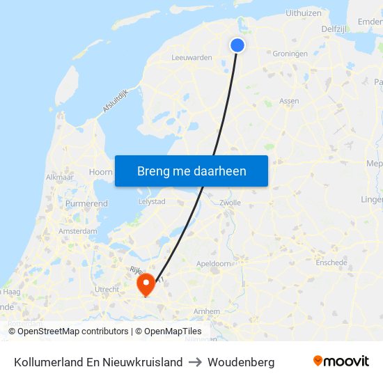 Kollumerland En Nieuwkruisland to Woudenberg map