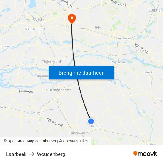 Laarbeek to Woudenberg map