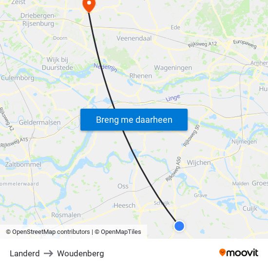 Landerd to Woudenberg map