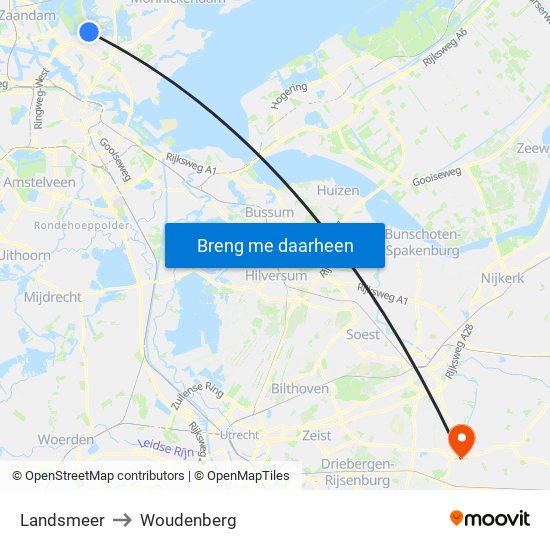 Landsmeer to Woudenberg map