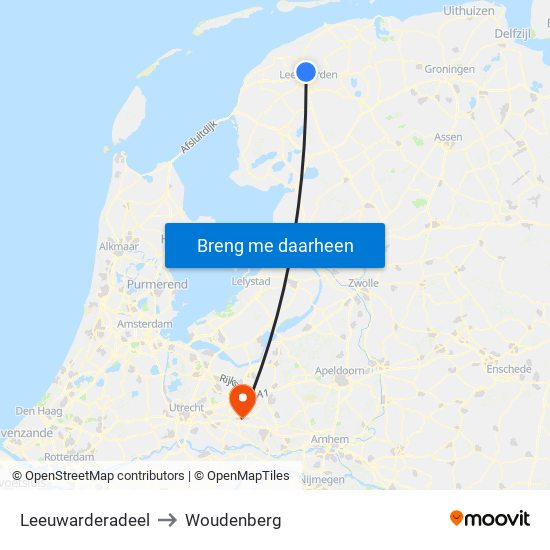 Leeuwarderadeel to Woudenberg map