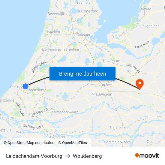 Leidschendam-Voorburg to Woudenberg map