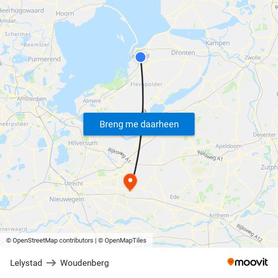 Lelystad to Woudenberg map