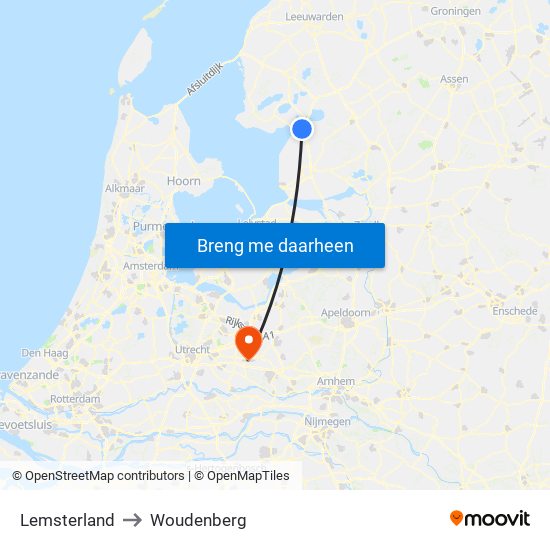 Lemsterland to Woudenberg map
