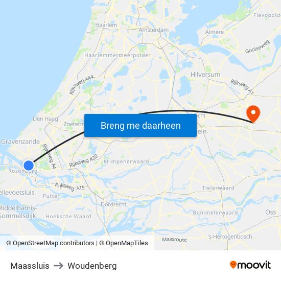 Maassluis to Woudenberg map