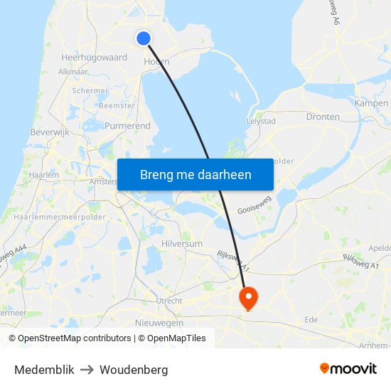 Medemblik to Woudenberg map