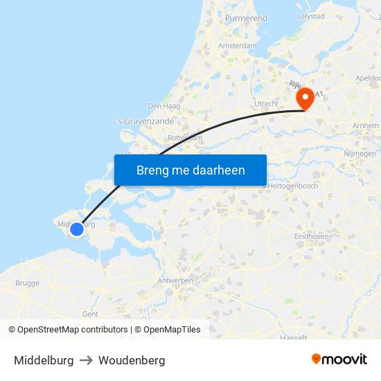 Middelburg to Woudenberg map