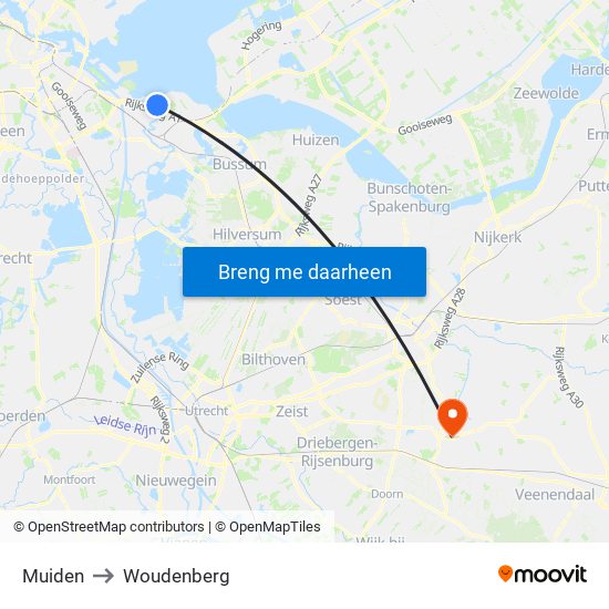 Muiden to Woudenberg map