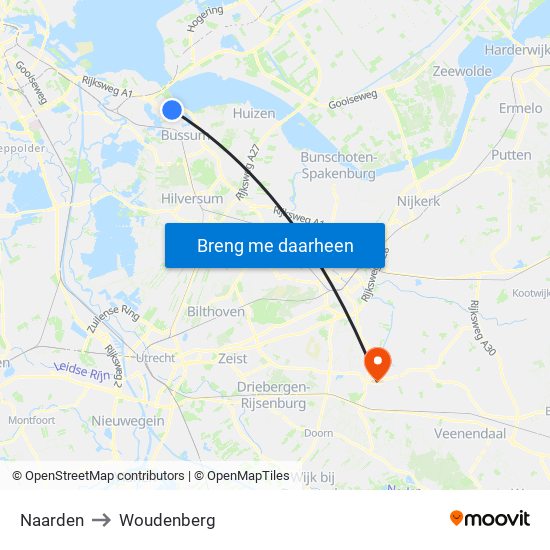 Naarden to Woudenberg map