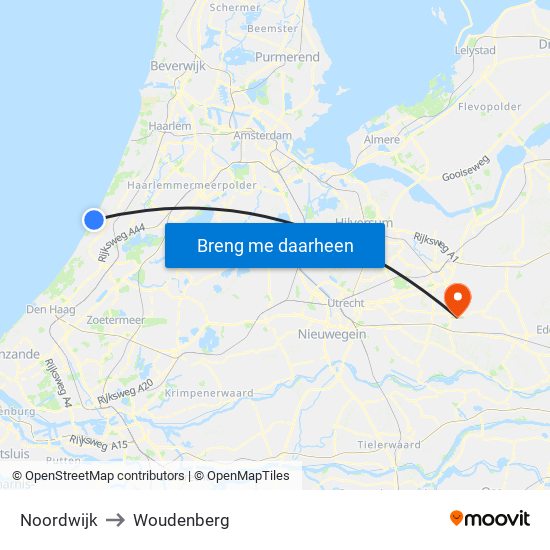 Noordwijk to Woudenberg map