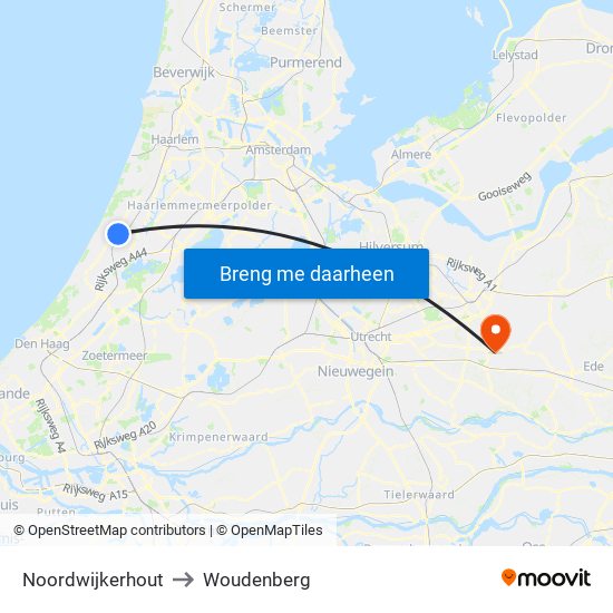 Noordwijkerhout to Woudenberg map
