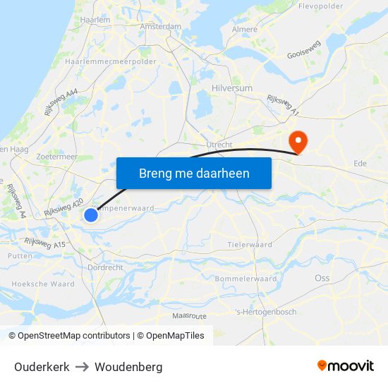 Ouderkerk to Woudenberg map
