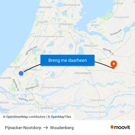 Pijnacker-Nootdorp to Woudenberg map