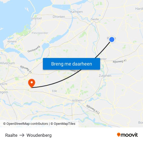 Raalte to Woudenberg map