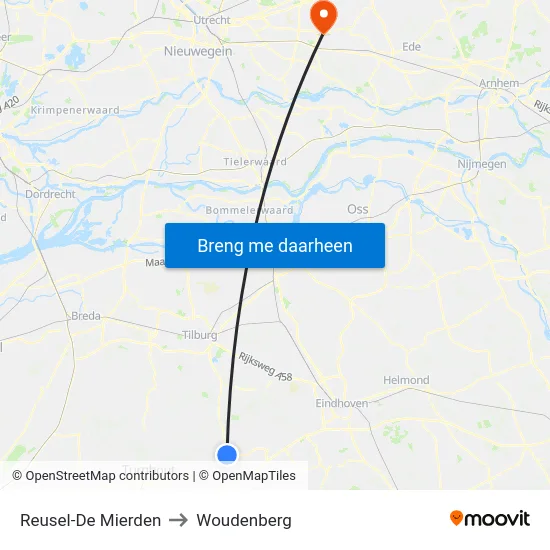 Reusel-De Mierden to Woudenberg map