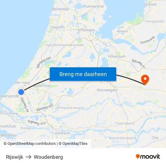 Rijswijk to Woudenberg map