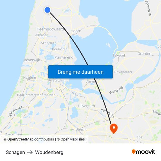 Schagen to Woudenberg map