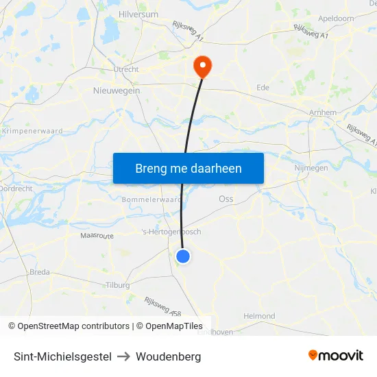 Sint-Michielsgestel to Woudenberg map