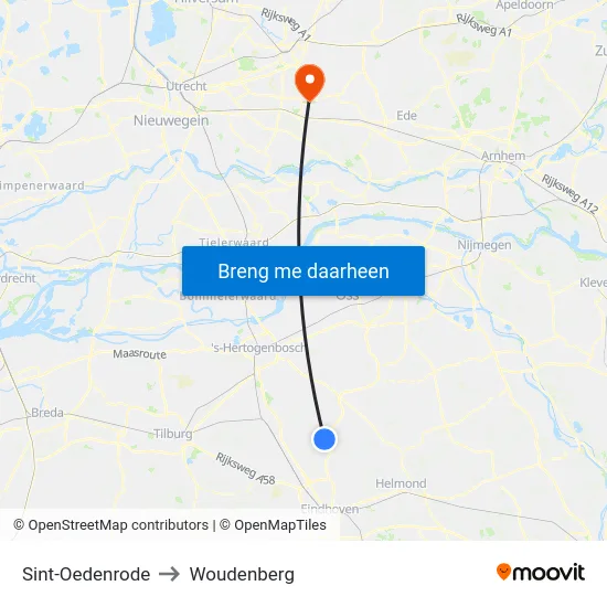 Sint-Oedenrode to Woudenberg map